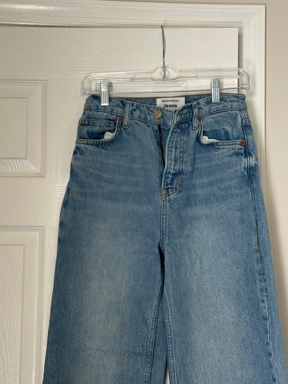 Reformation Wilder High Rise Wide Leg Cropped Jeans Dillon Light Wash Size 26 - Picture 3 of 10